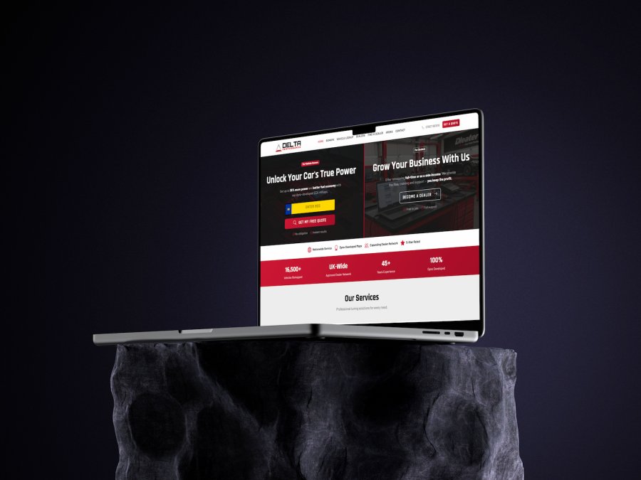 Professional remapping website on a laptop